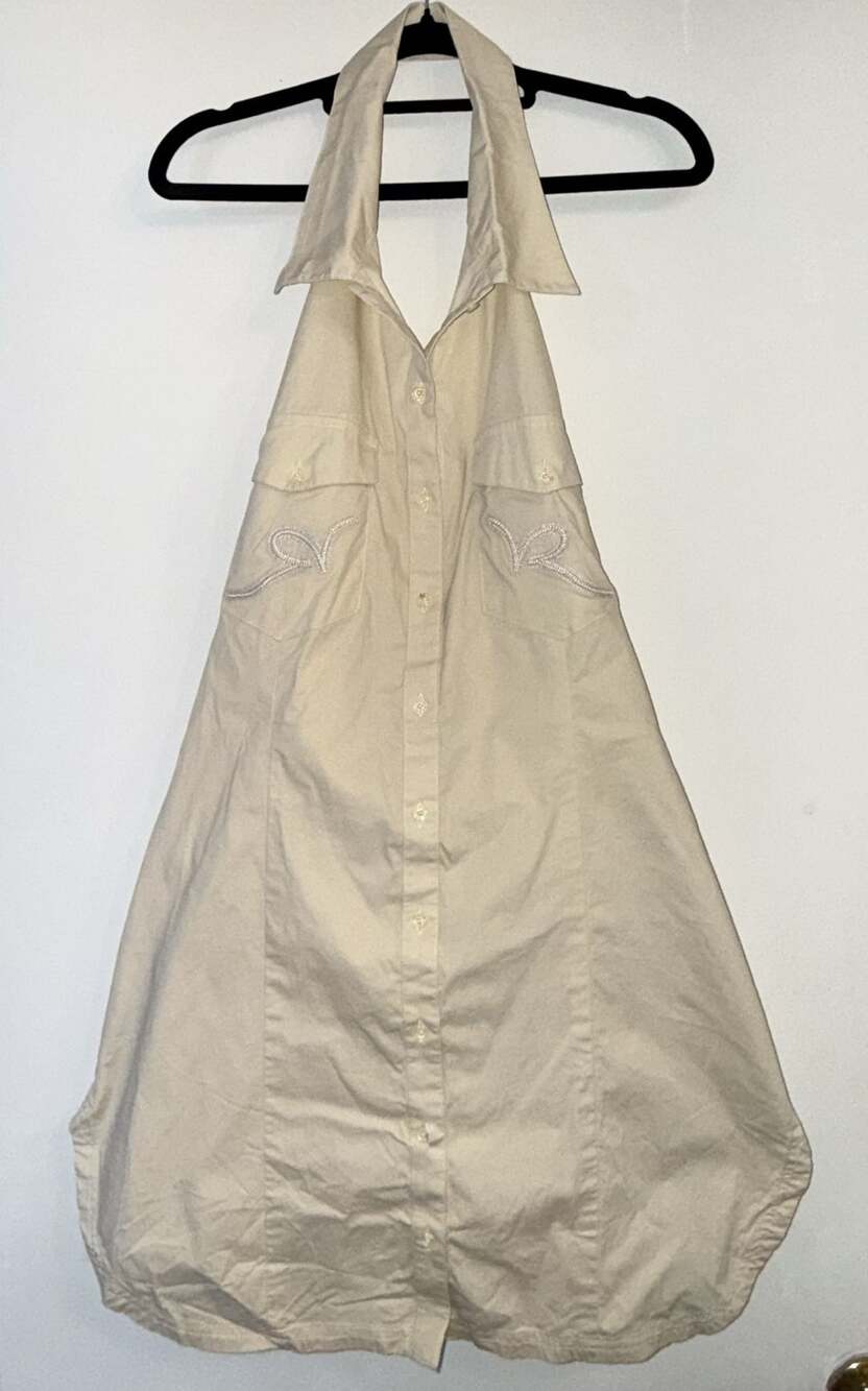 Rocawear Halter Dress Size XL Sand Beige Cotton Blend Sleeveless